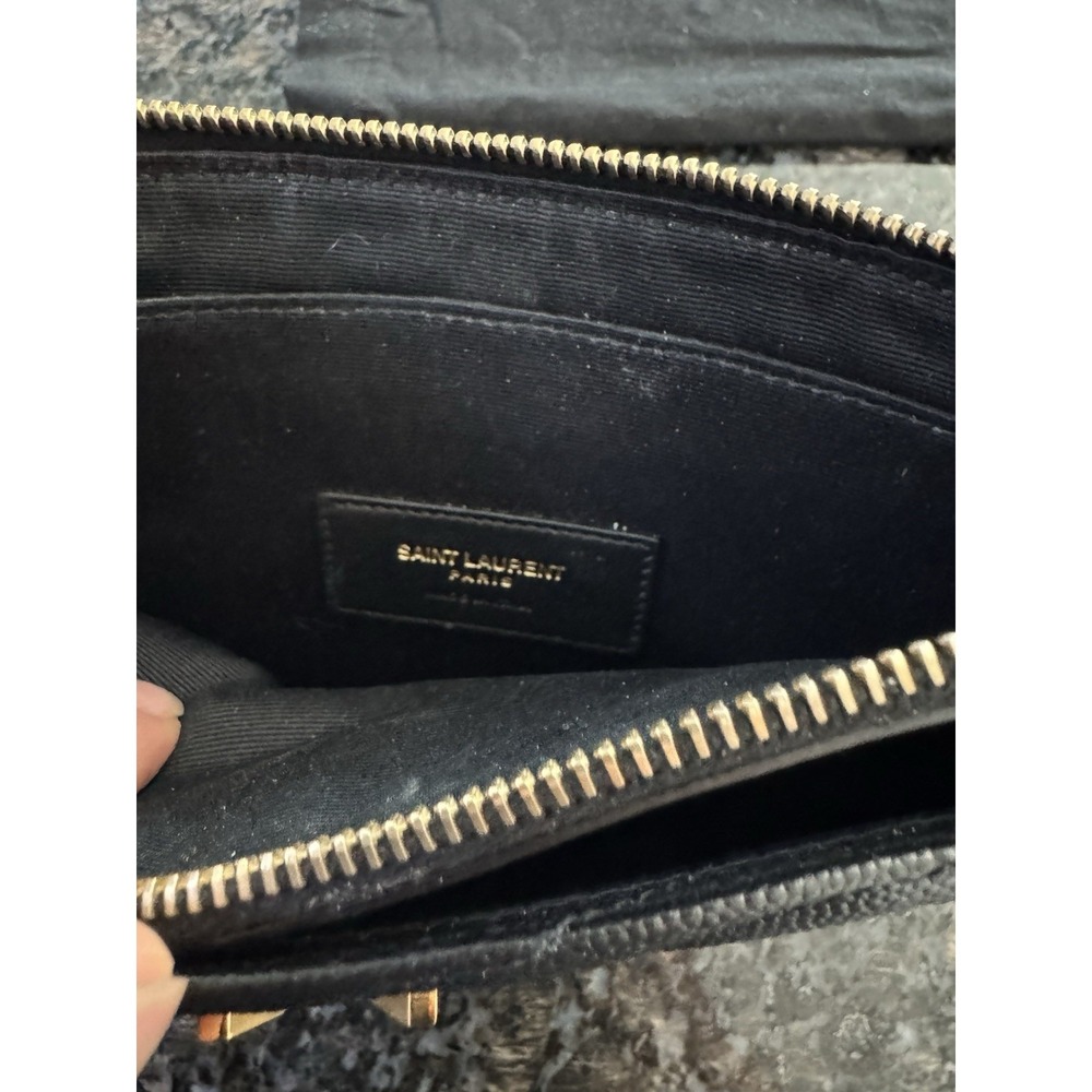 Saint Laurent Monogram Quilted Leather Clutch Ysl Black‎ - Picture 6 of 8